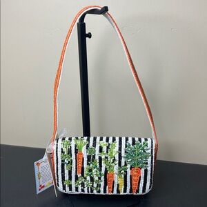 Handcrafted In India | Carrot Cake Black & Orange Stripe Spring Beaded Bag 🥕🍰